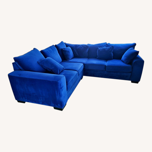 Used Living Spaces Blue Fabric 2 Piece Sectional for sale on AptDeco