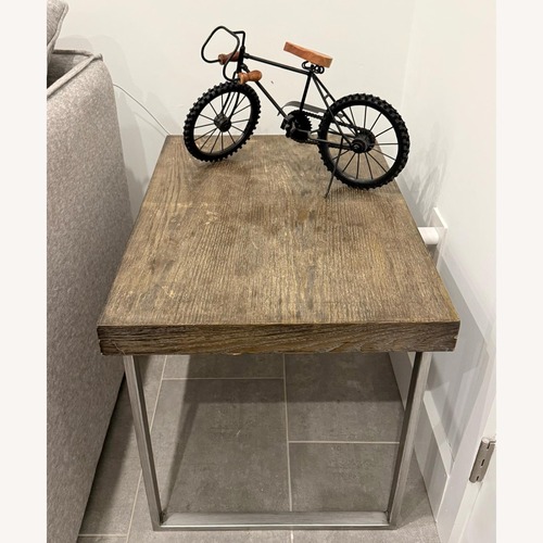 Used Modern Side Table – Wood Finish & Metal Frame for sale on AptDeco