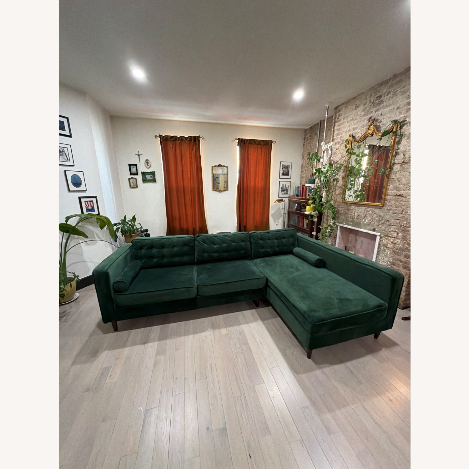 Wayfair Green Velvet L Sectional - image-2