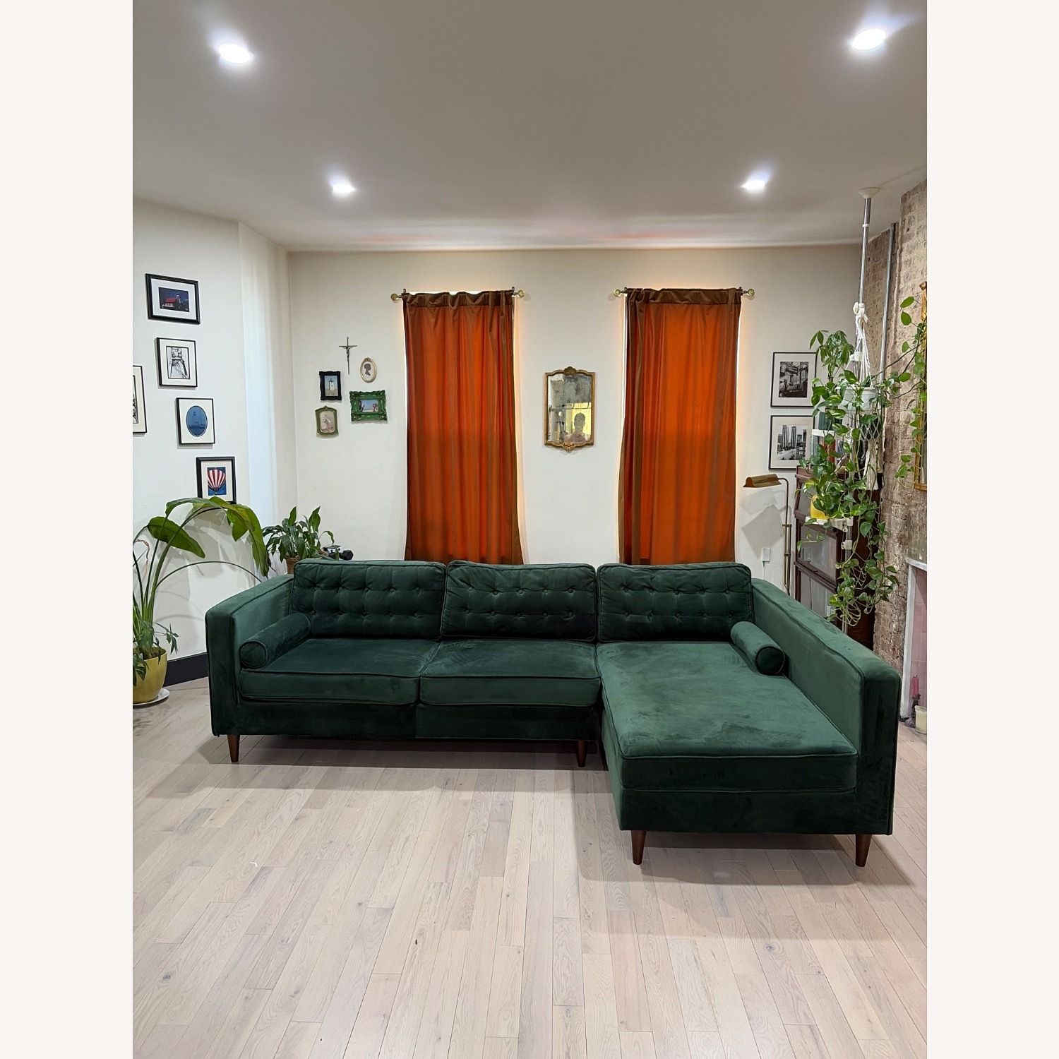 Wayfair Green Velvet L Sectional - image-1