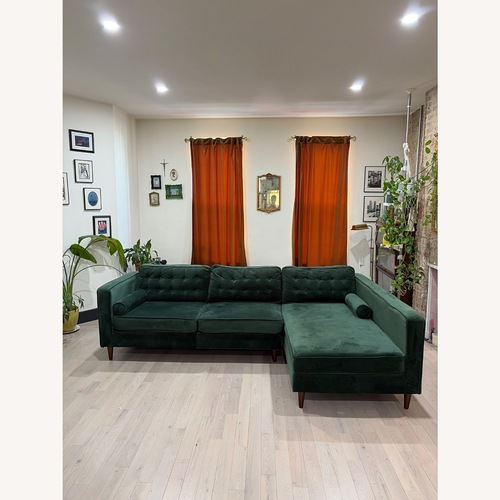 Used Wayfair Green Velvet L Sectional for sale on AptDeco