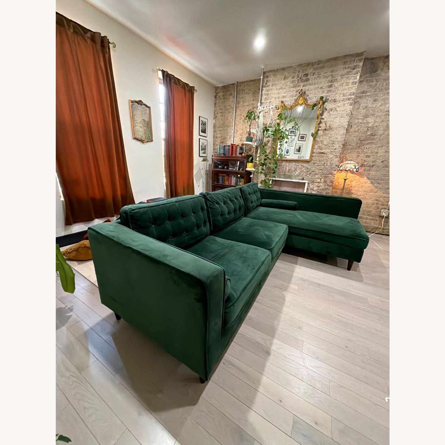 Wayfair Green Velvet L Sectional - image-3