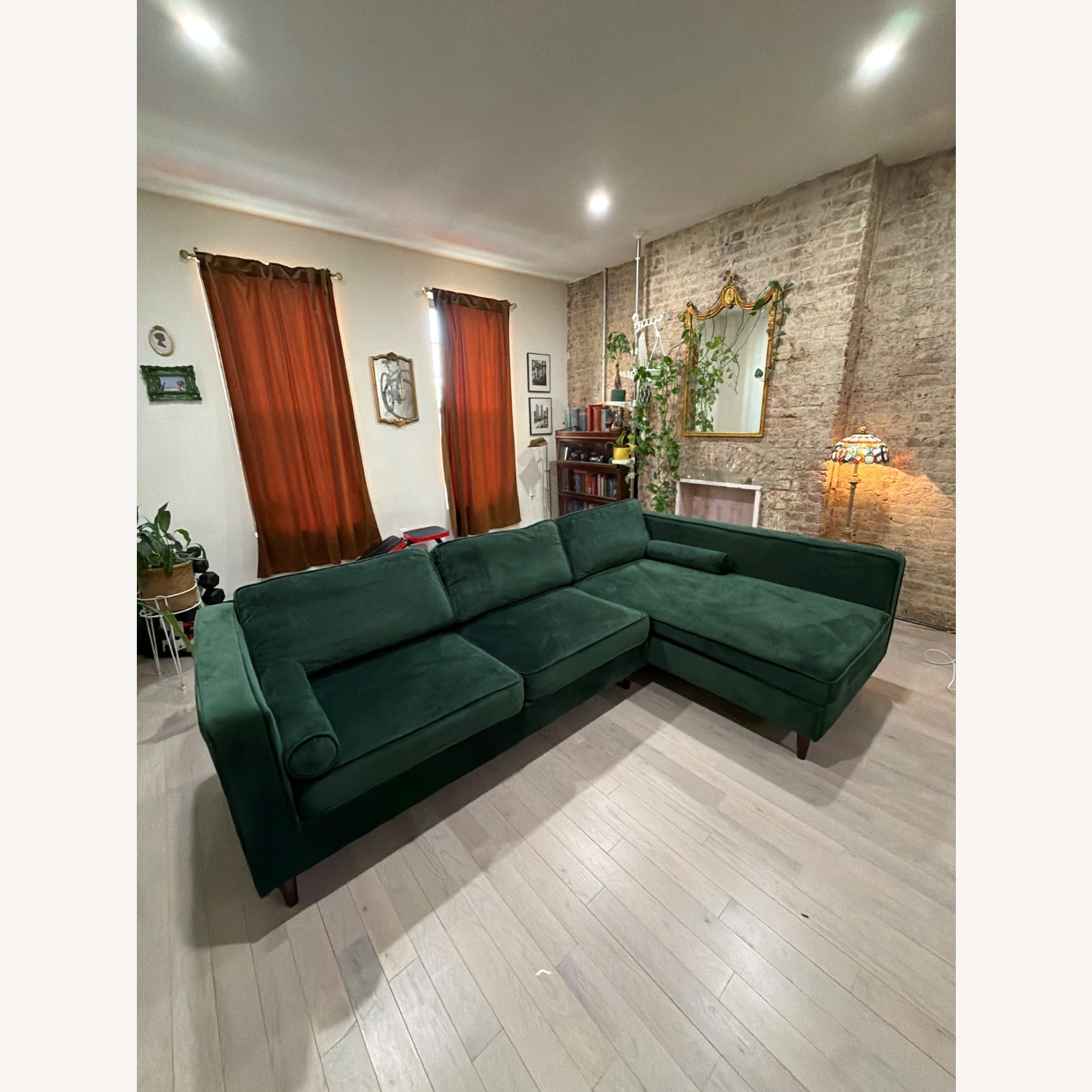 Wayfair Green Velvet L Sectional - image-5
