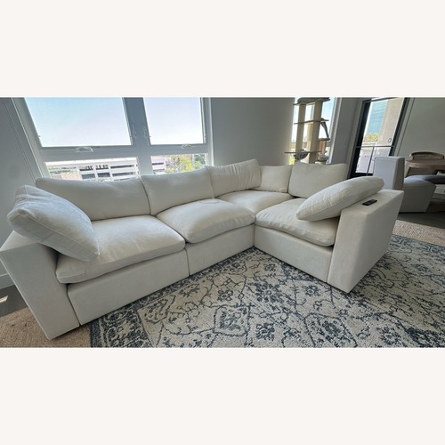 Used Ciello White Fabric 3+ Piece Sectional for sale on AptDeco
