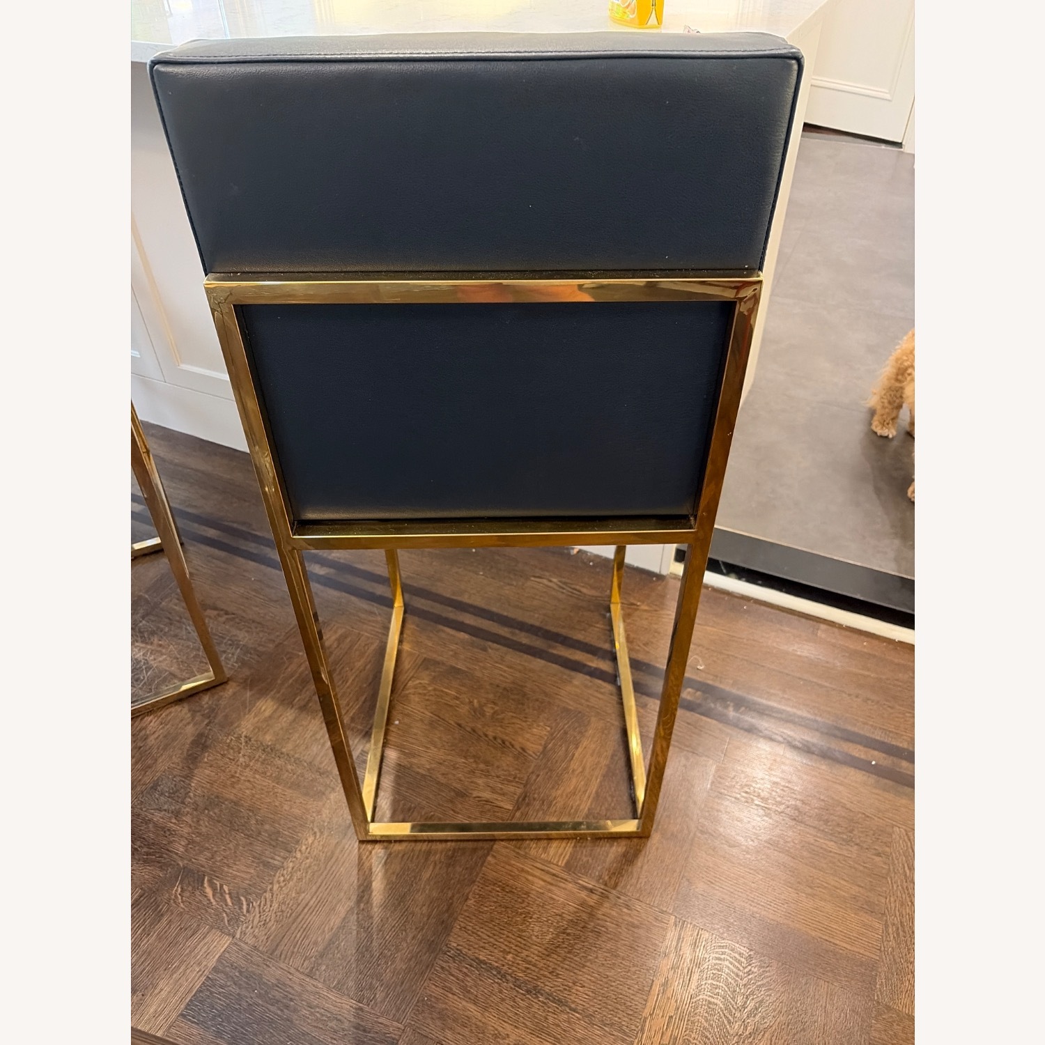 Navy Leather Stools with Brass Finishings - image-4