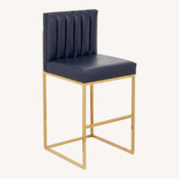 Navy Leather Stools with Brass Finishings