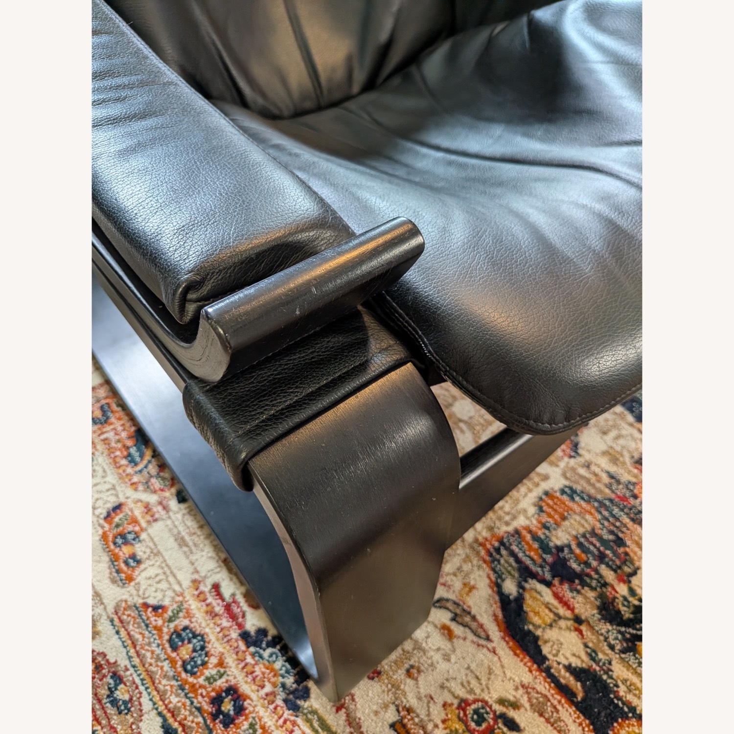 Vintage/Antique Black Leather Accent Chair - image-10