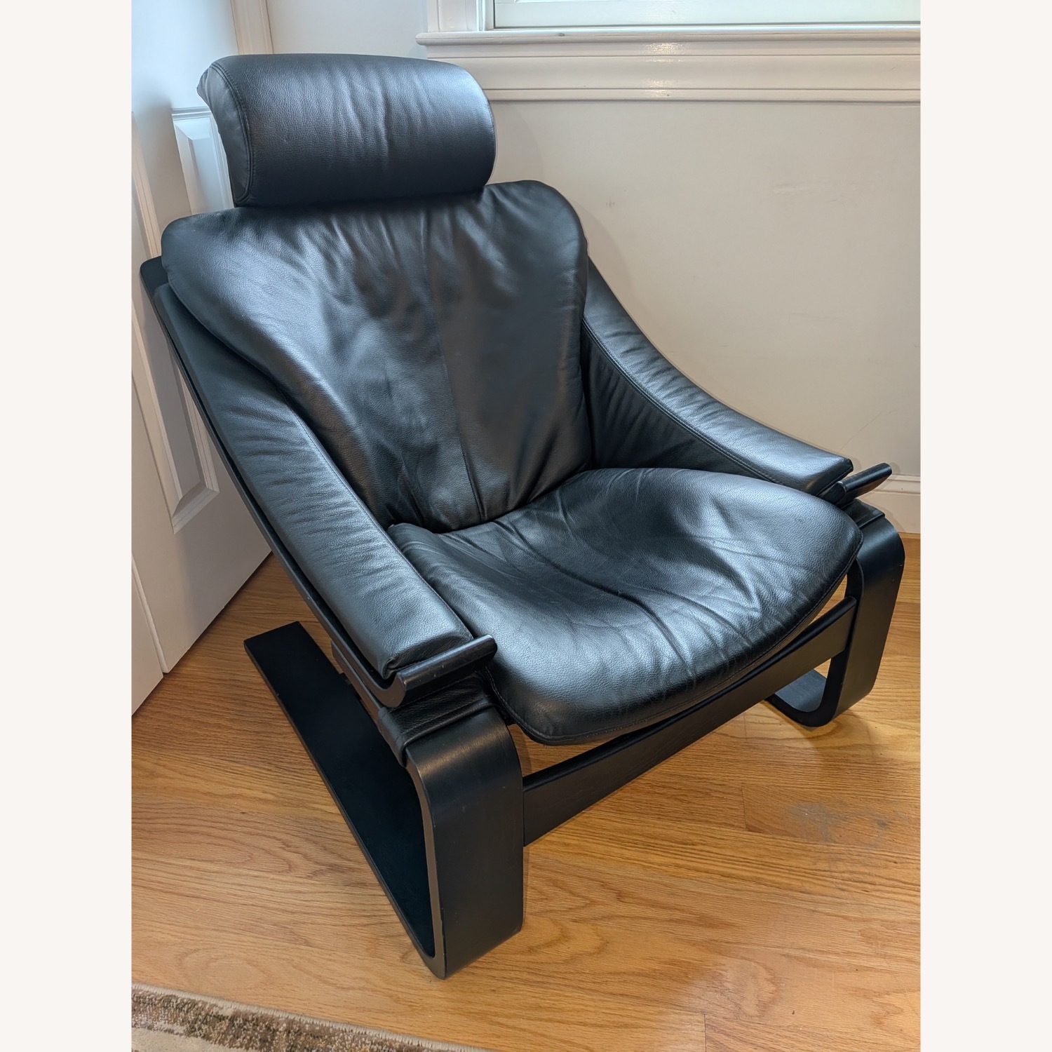Vintage/Antique Black Leather Accent Chair - image-3