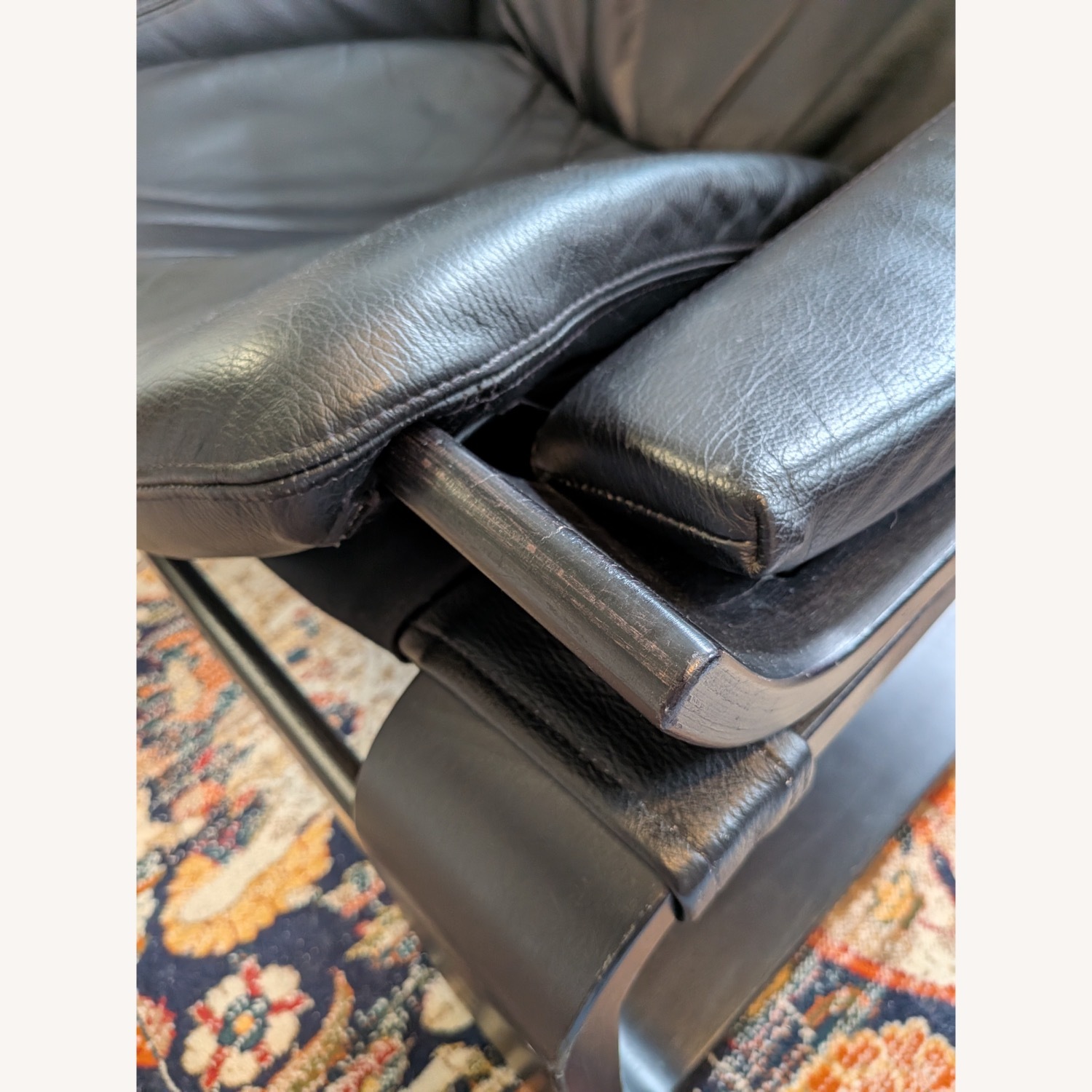 Vintage/Antique Black Leather Accent Chair - image-8