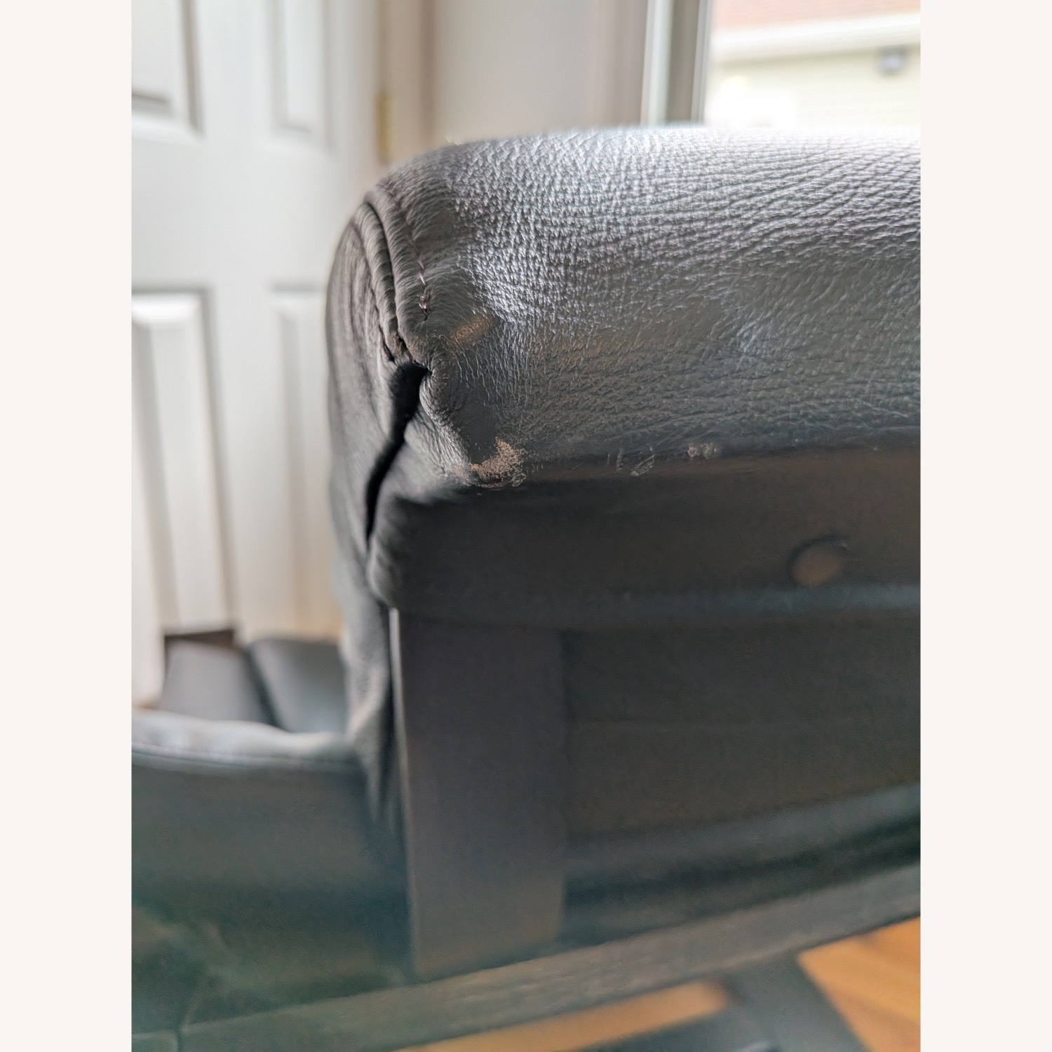 Vintage/Antique Black Leather Accent Chair - image-7