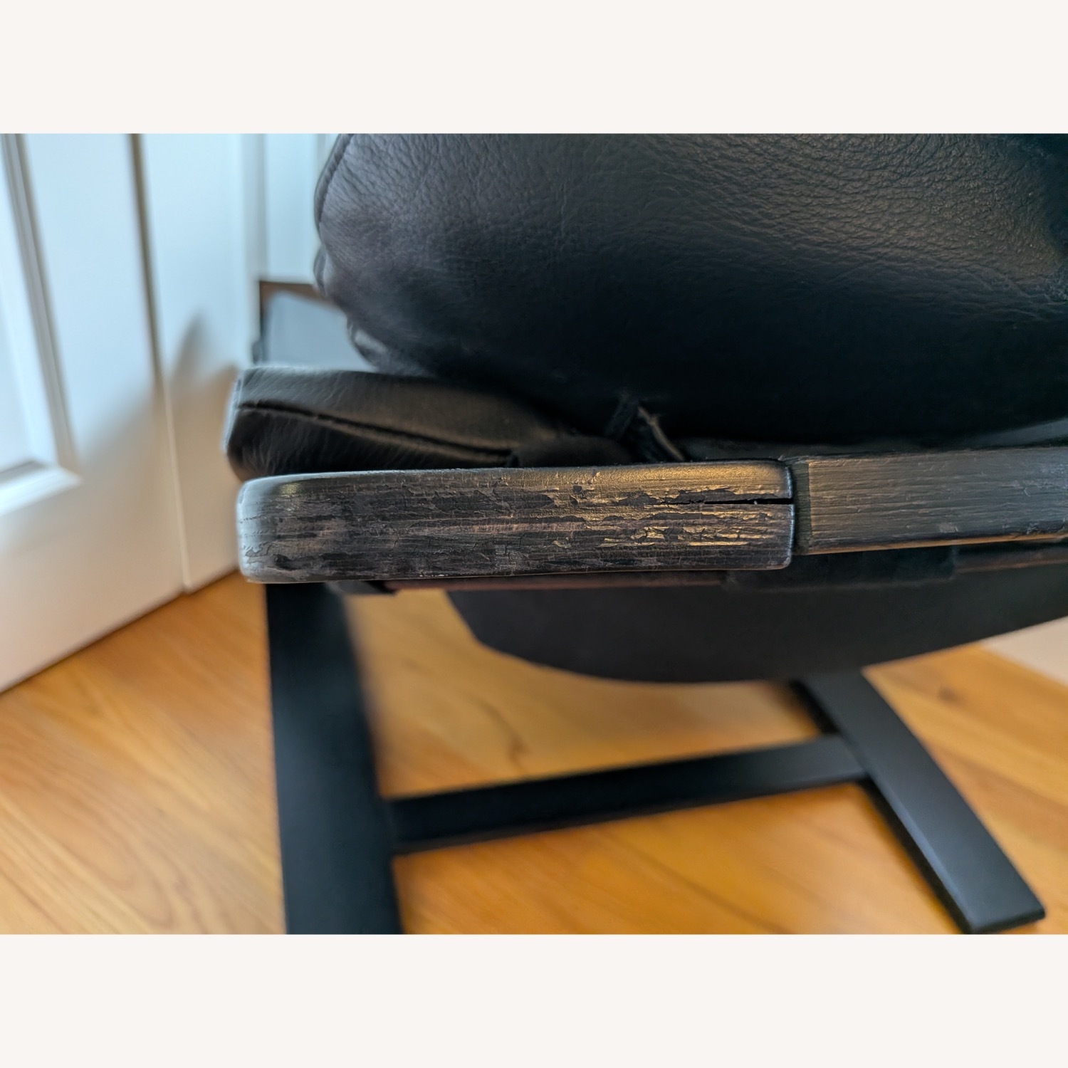 Vintage/Antique Black Leather Accent Chair - image-13