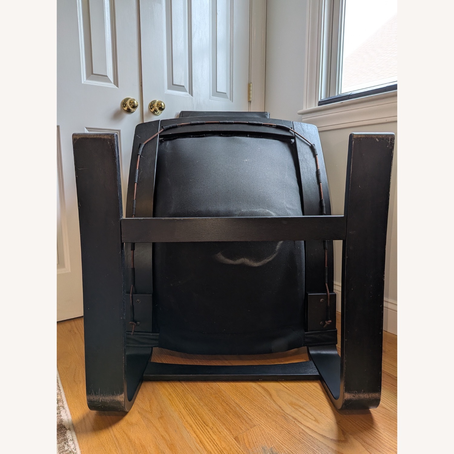 Vintage/Antique Black Leather Accent Chair - image-5
