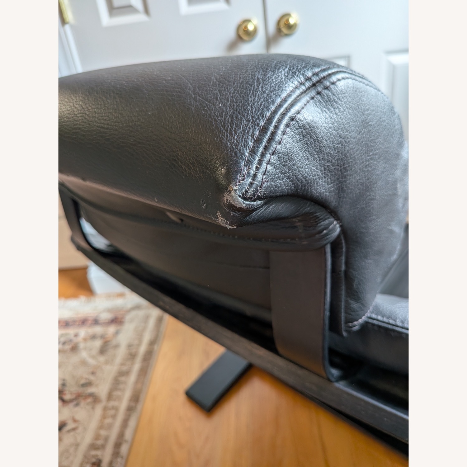 Vintage/Antique Black Leather Accent Chair - image-14