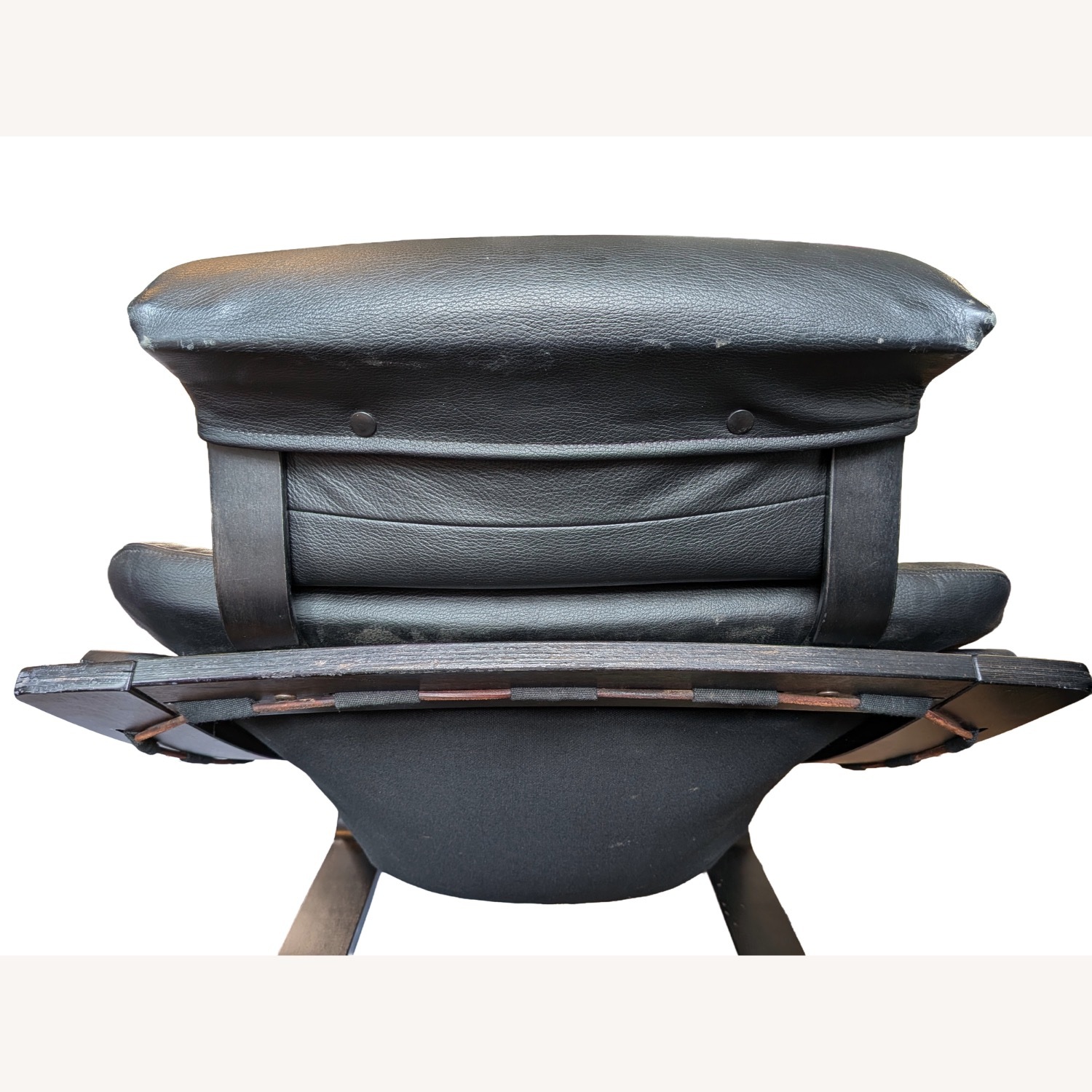 Vintage/Antique Black Leather Accent Chair - image-6