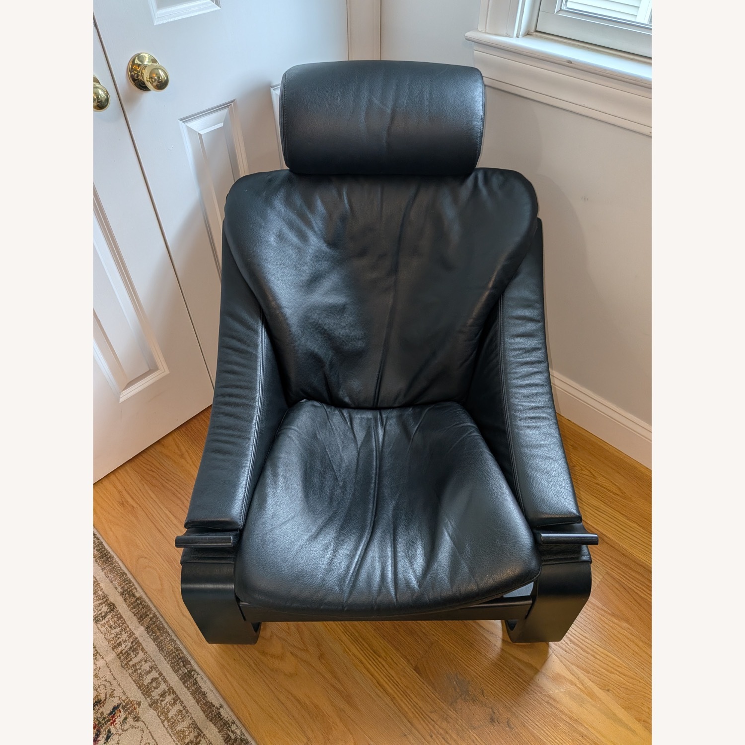 Vintage/Antique Black Leather Accent Chair - image-2