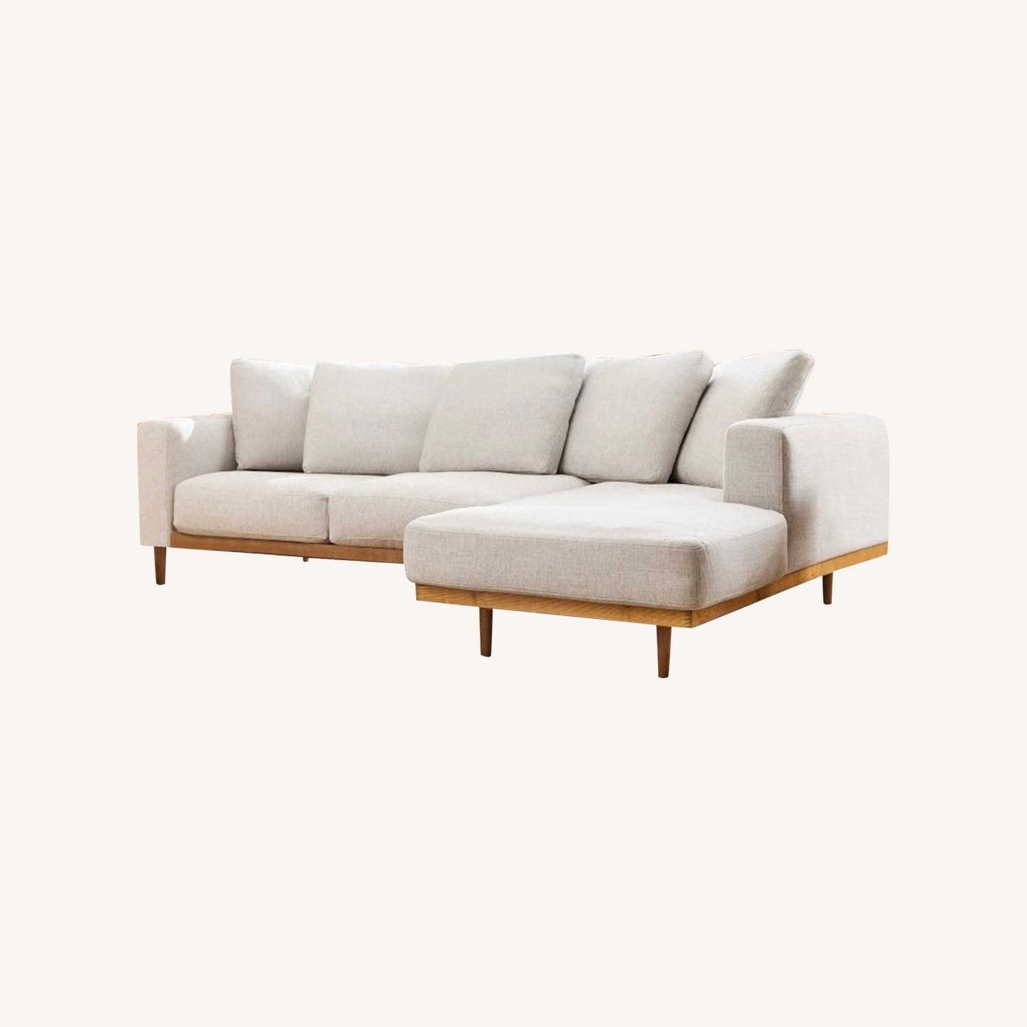 West Elm Newport Light Gray Linen 2 Piece Sectional - image-4