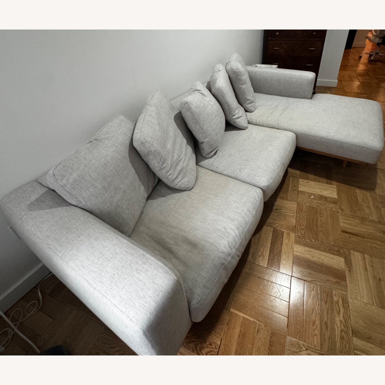 West Elm Newport Light Gray Linen 2 Piece Sectional - image-2