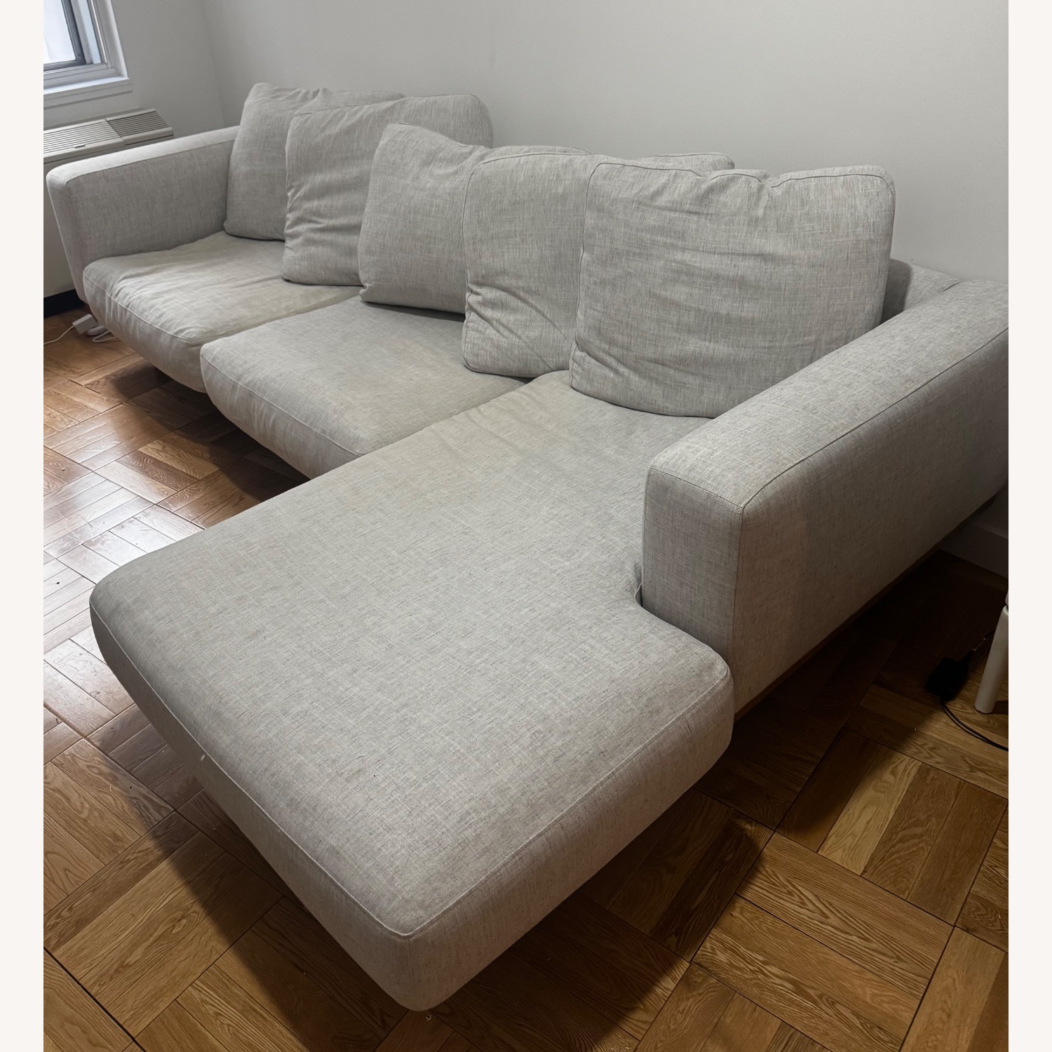 West Elm Newport Light Gray Linen 2 Piece Sectional - image-3
