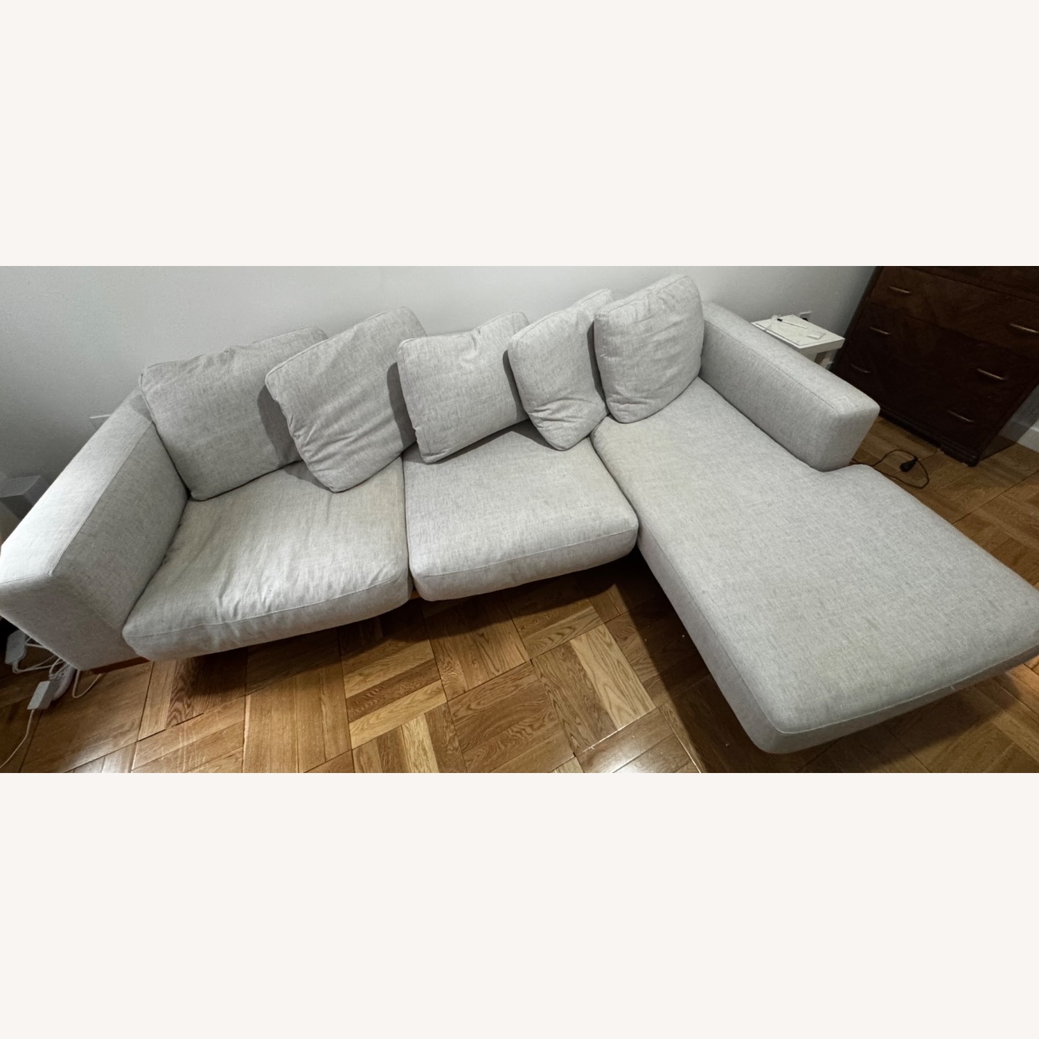 West Elm Newport Light Gray Linen 2 Piece Sectional - image-1