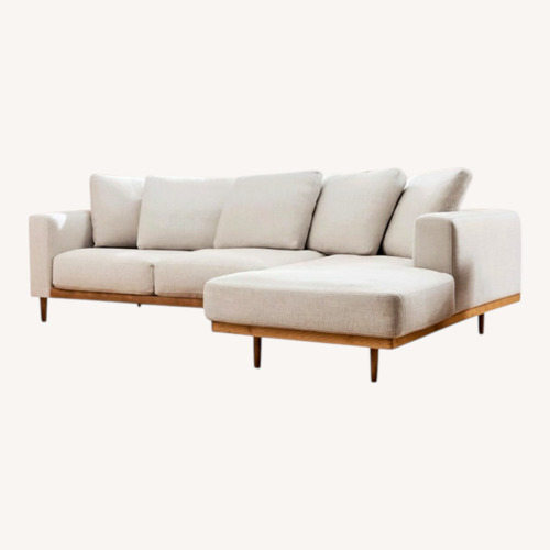 Used West Elm Newport Light Gray Linen 2 Piece Sectional for sale on AptDeco