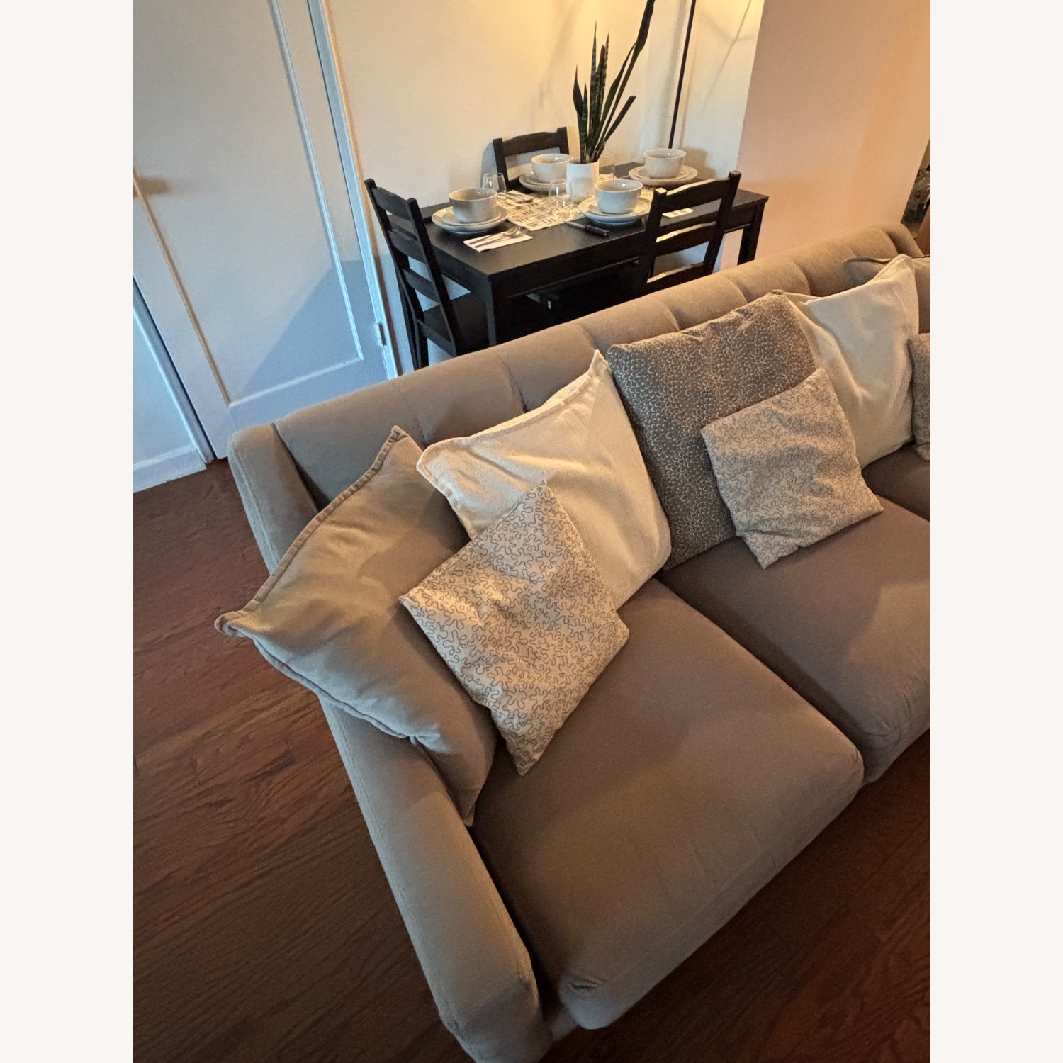 Max Home Light Gray Velvet 3+ Seater Sofa - image-2