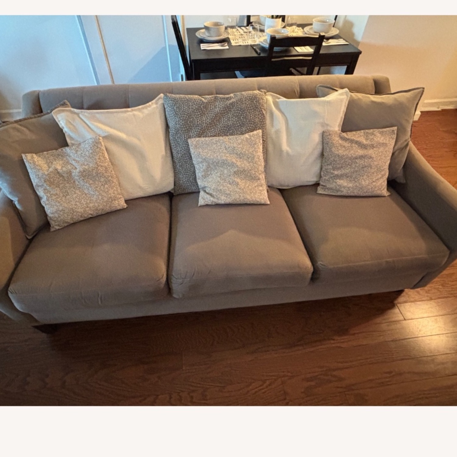 Max Home Light Gray Velvet 3+ Seater Sofa - image-6