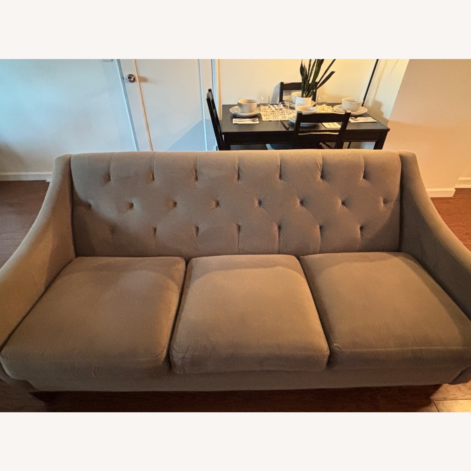 Max Home Light Gray Velvet 3+ Seater Sofa - image-3