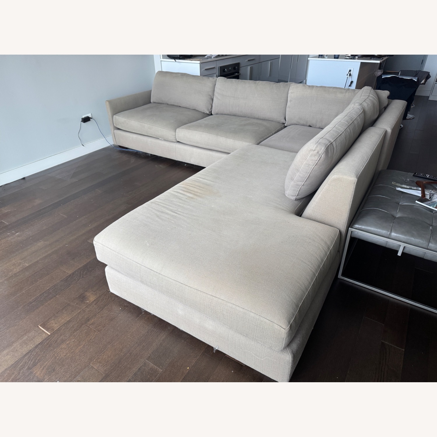 Crate & Barrel Light Brown 2 Piece Sectional - image-2