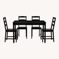 IKEA JOKKMOKK Black Wood Dining Table and Chairs