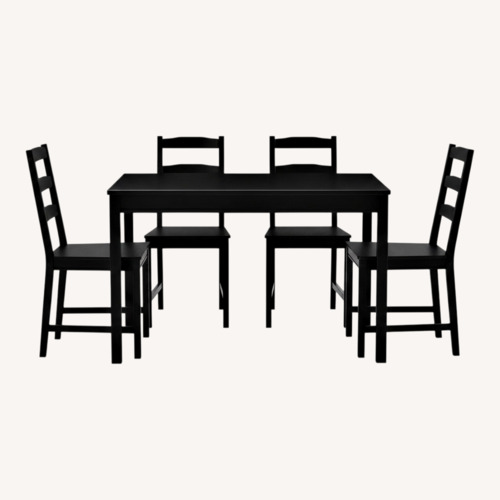 Used IKEA JOKKMOKK Black Wood Dining Table and Chairs for sale on AptDeco