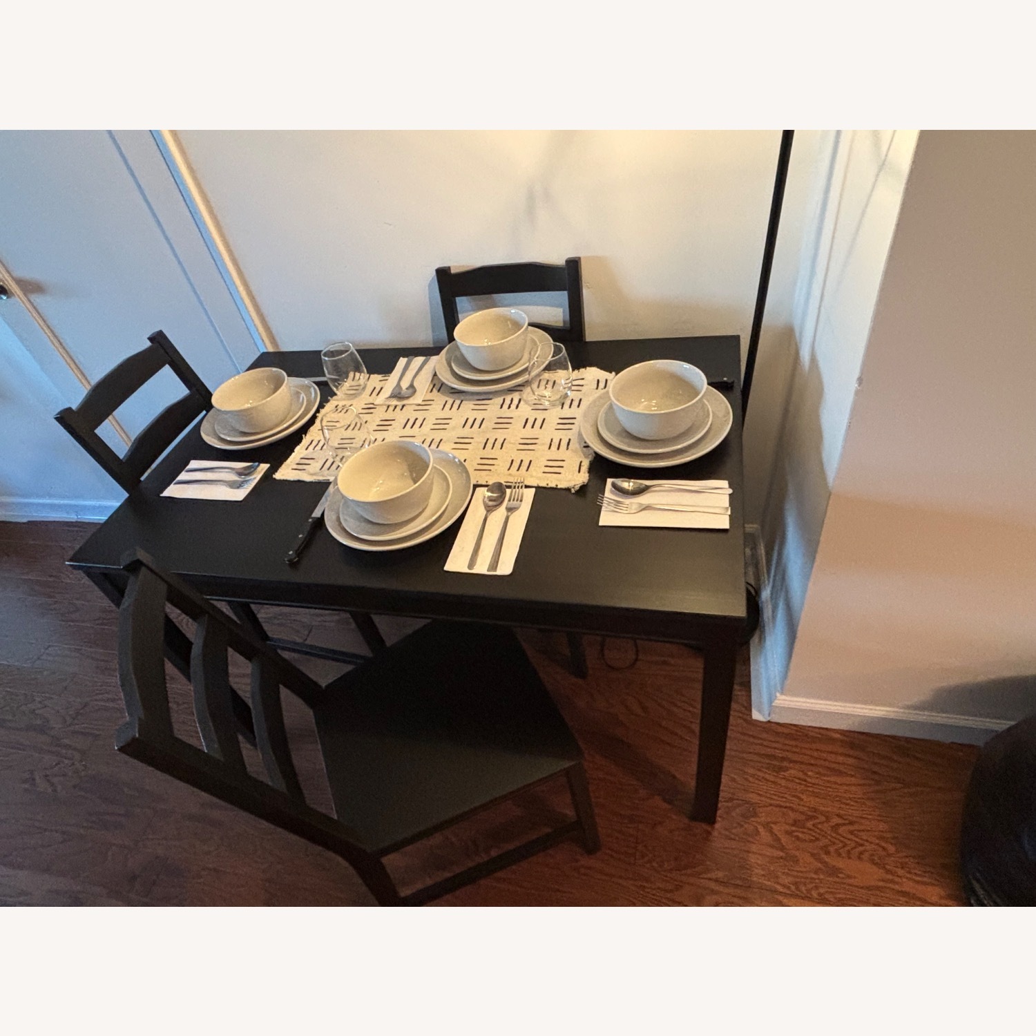 IKEA JOKKMOKK Black Wood Dining Table and Chairs - image-3