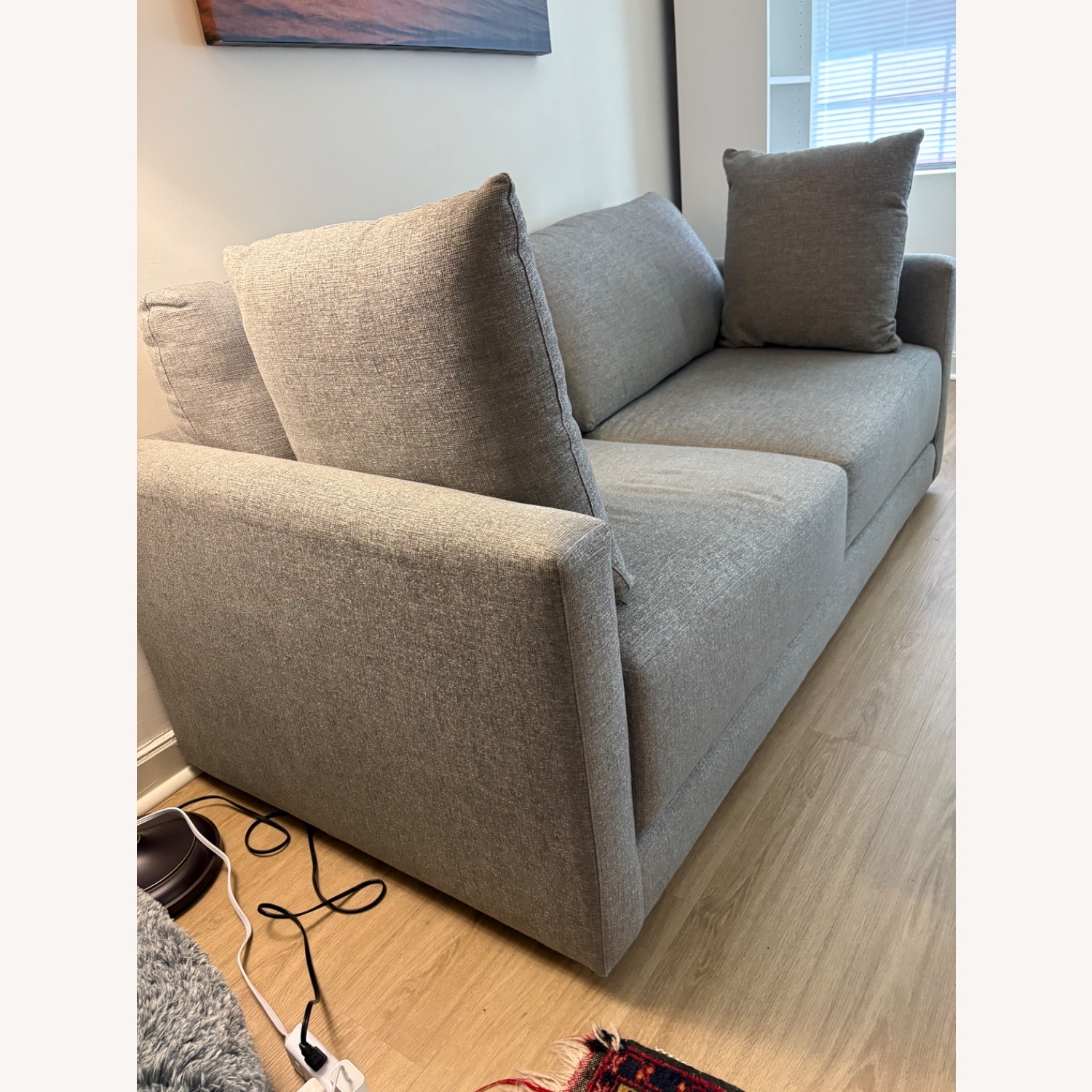 Crate & Barrel Light Gray Fabric 2 Seater Sofa - image-2