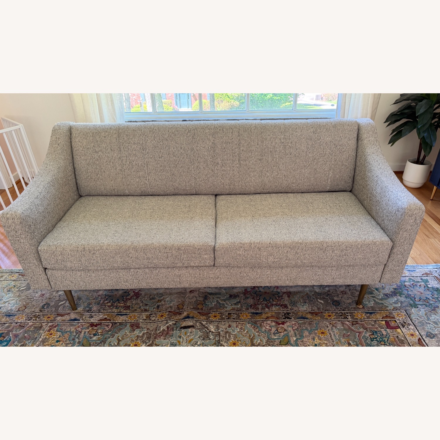 West Elm Olive 71" Swoop Arm Channel Back Sofa - image-1