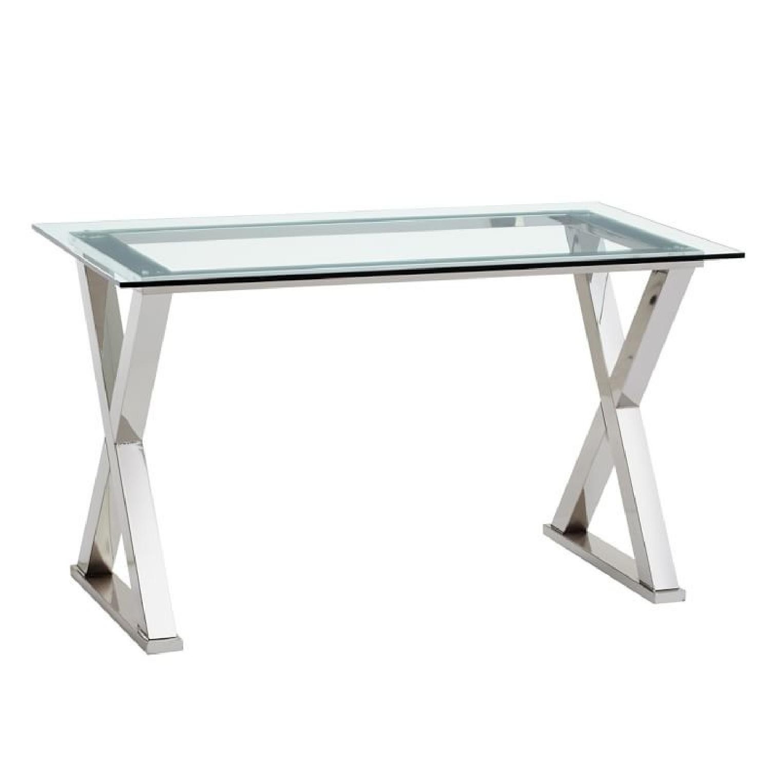 Pottery Barn Ava Glass & Polished Nickel Desk - image-4