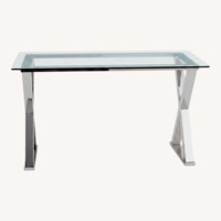 Pottery Barn Ava Glass & Polished Nickel Desk
