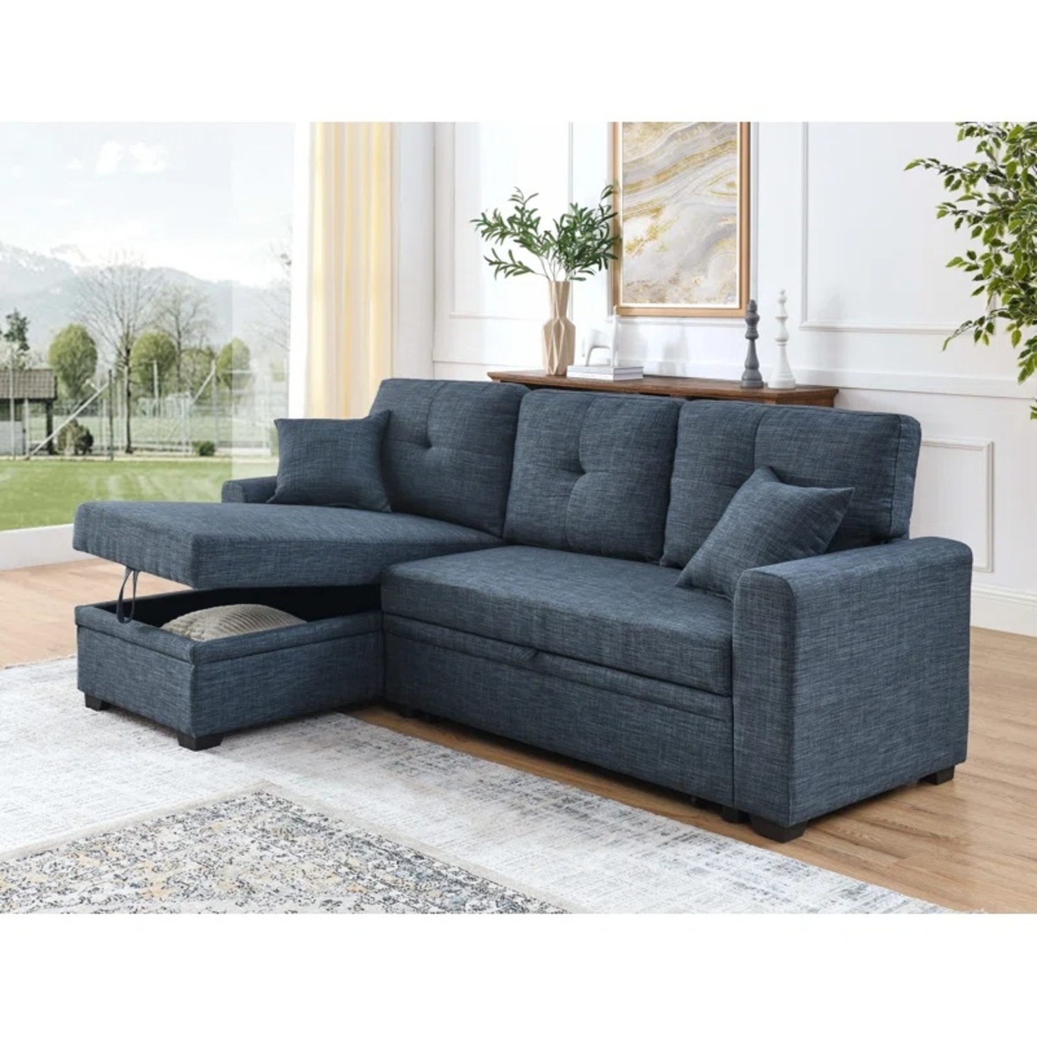 Wayfair Blue Linen Sleeper Sofa - image-5