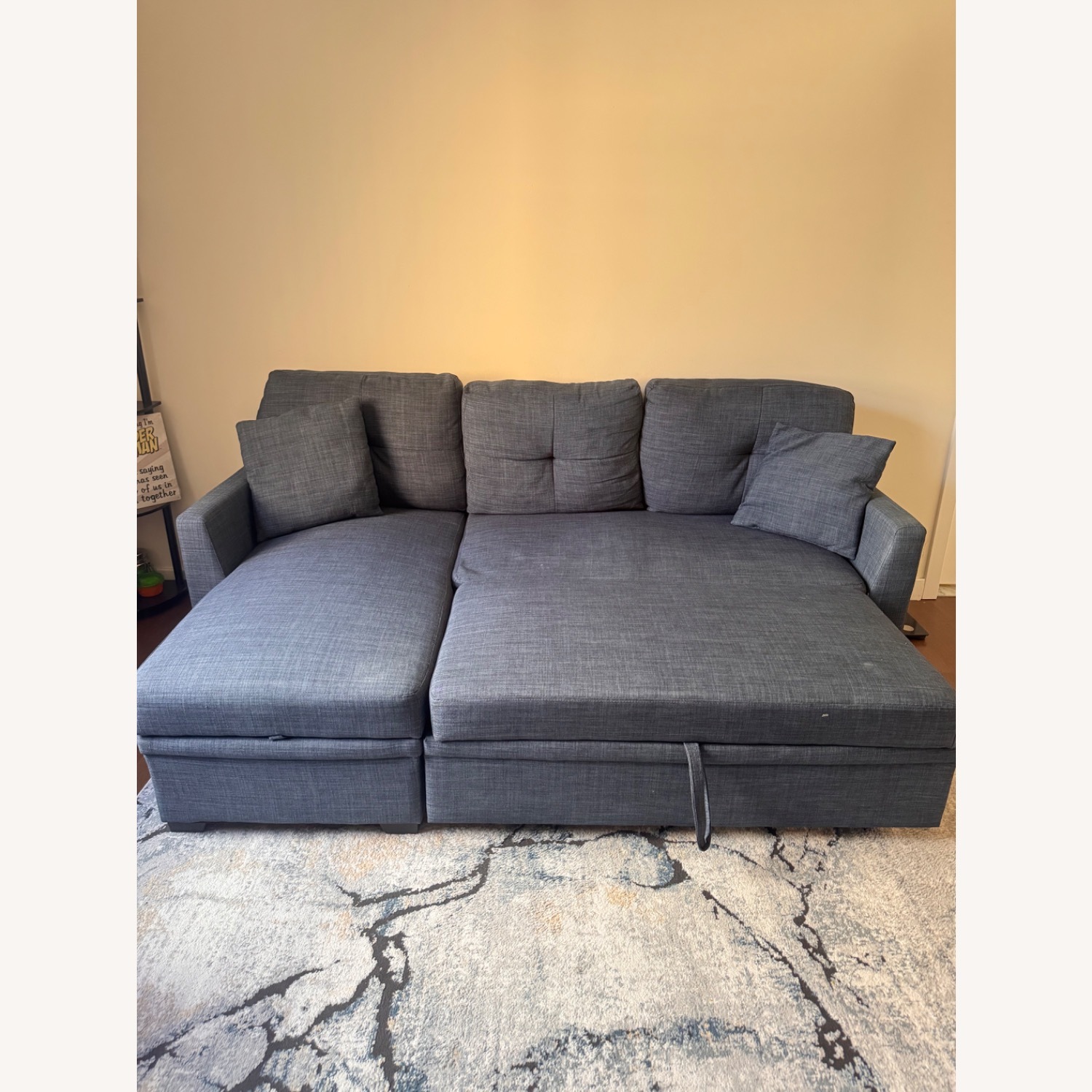 Wayfair Blue Linen Sleeper Sofa - image-3