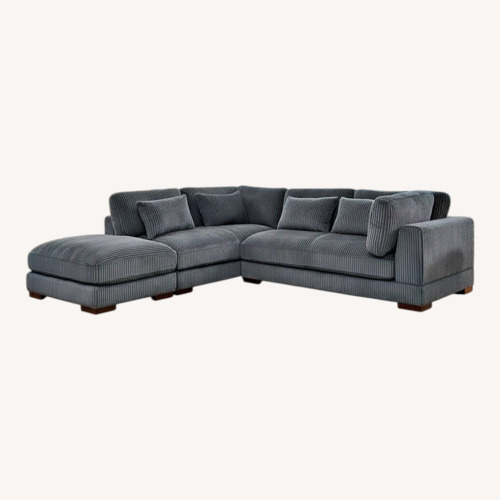 Used Wayfair Modern Corduroy Sectional with Chaise and Ottoman for sale on AptDeco