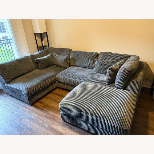 Used Wayfair Modern Corduroy Sectional with Chaise and Ottoman for sale on AptDeco