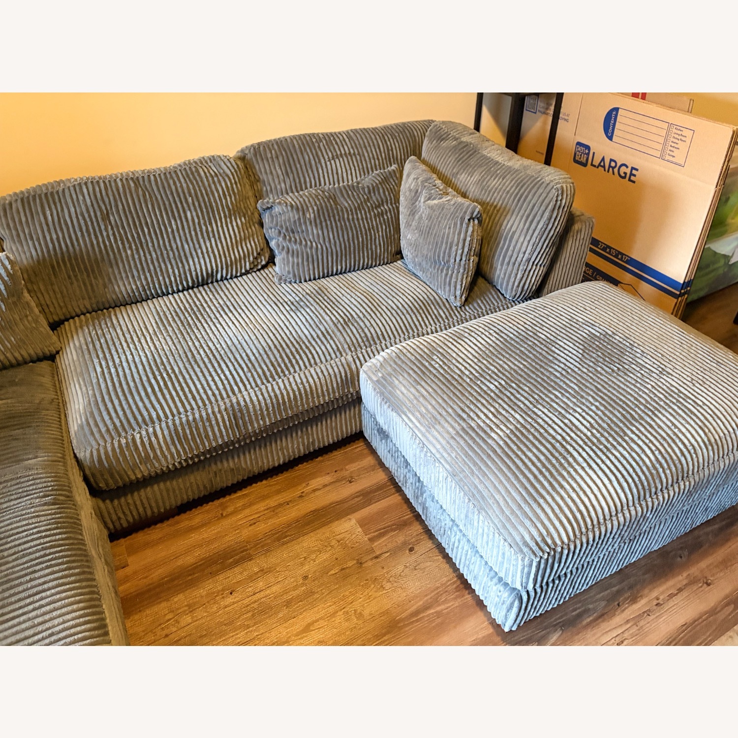 Wayfair Modern Corduroy Sectional with Chaise and Ottoman - image-3
