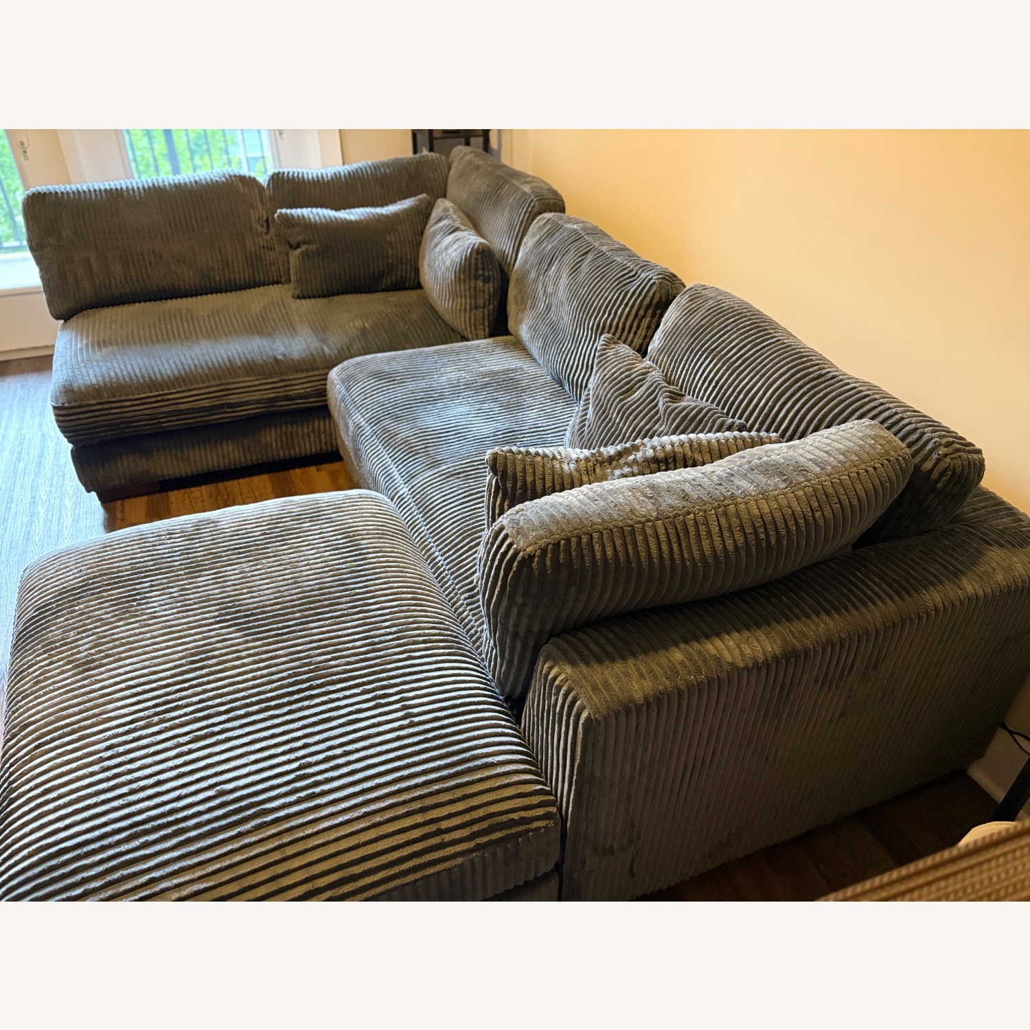 Wayfair Modern Corduroy Sectional with Chaise and Ottoman - image-4