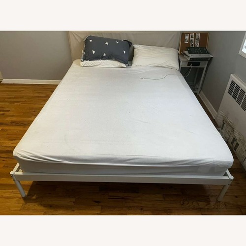 Used Kleppstad White Queen Bed for sale on AptDeco