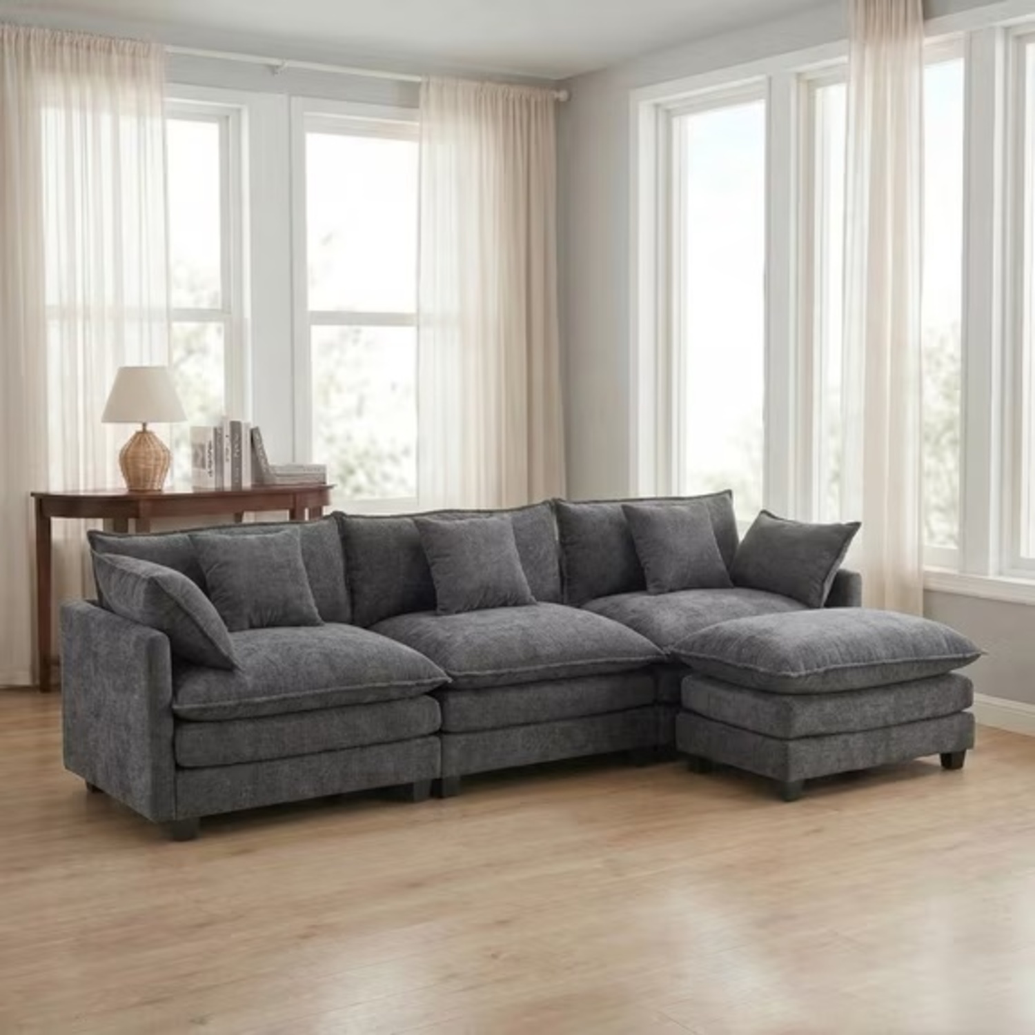 Walmart Light Gray 3+ Piece Sectional - image-4