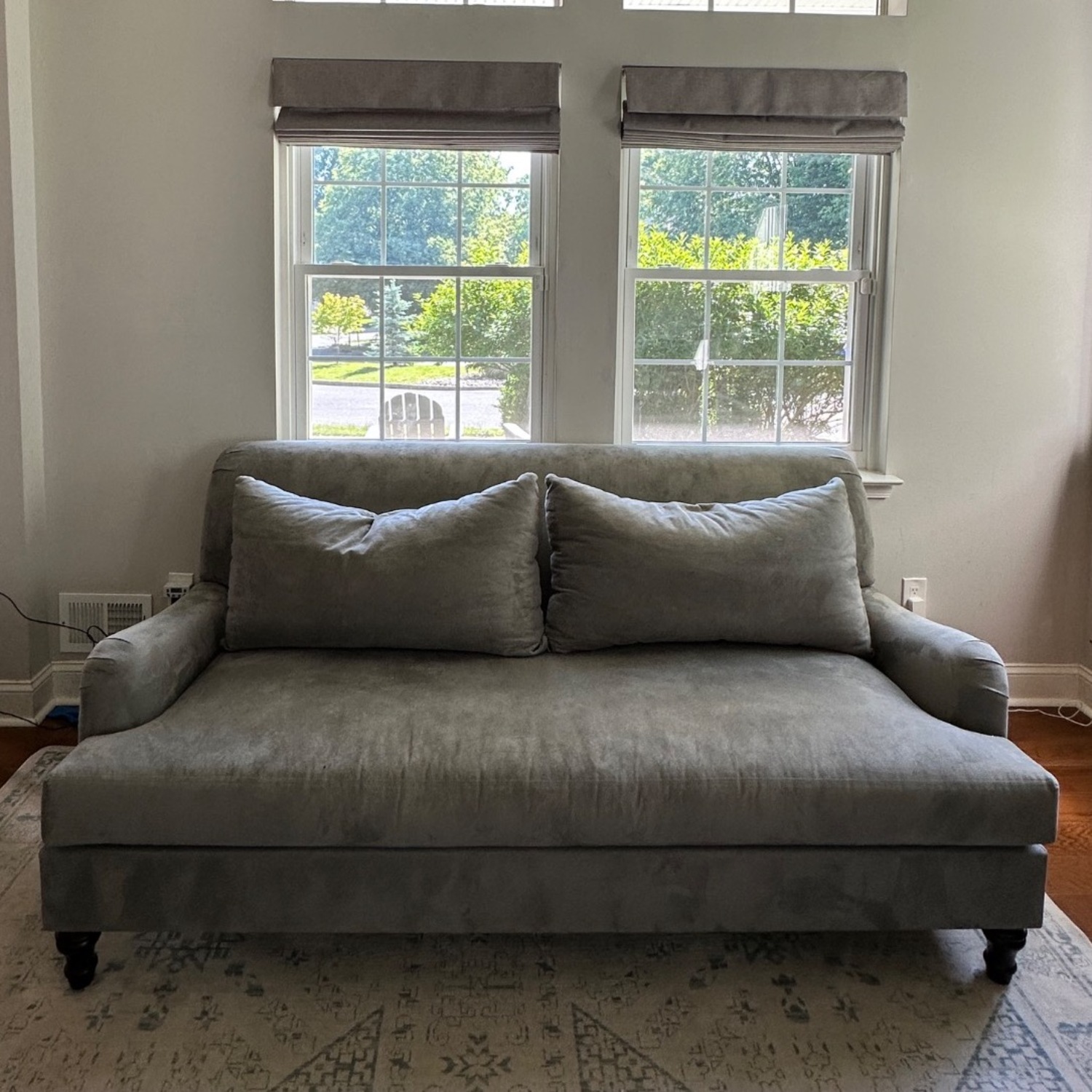 Pottery Barn Gray Microsuede 80” Sofa - image-1