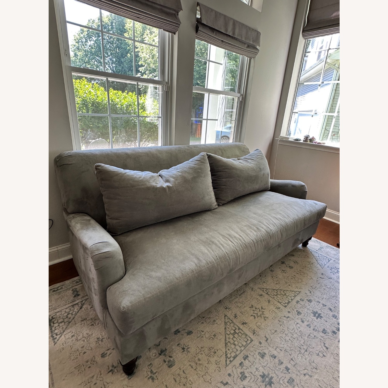 Pottery Barn Gray Microsuede 80” Sofa - image-2