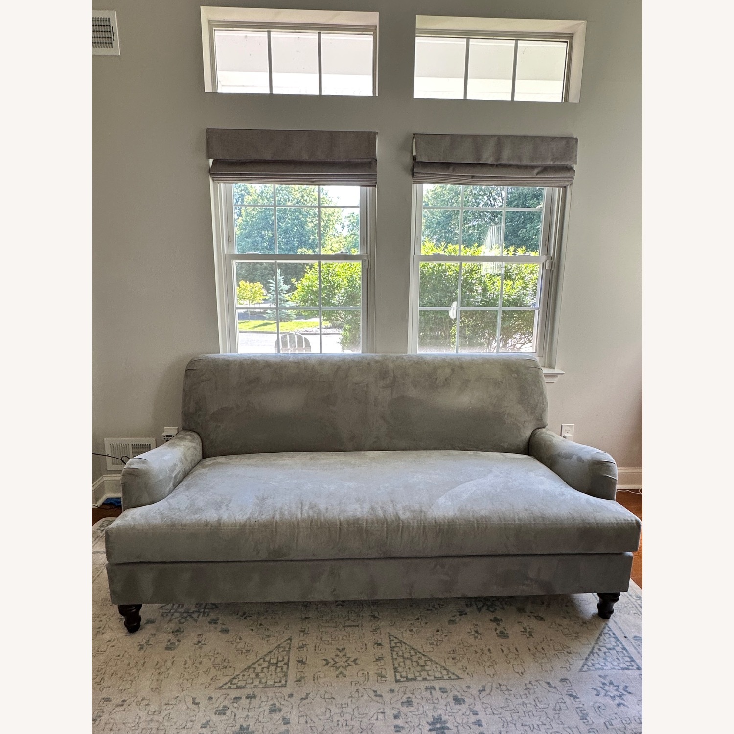 Pottery Barn Gray Microsuede 80” Sofa - image-3