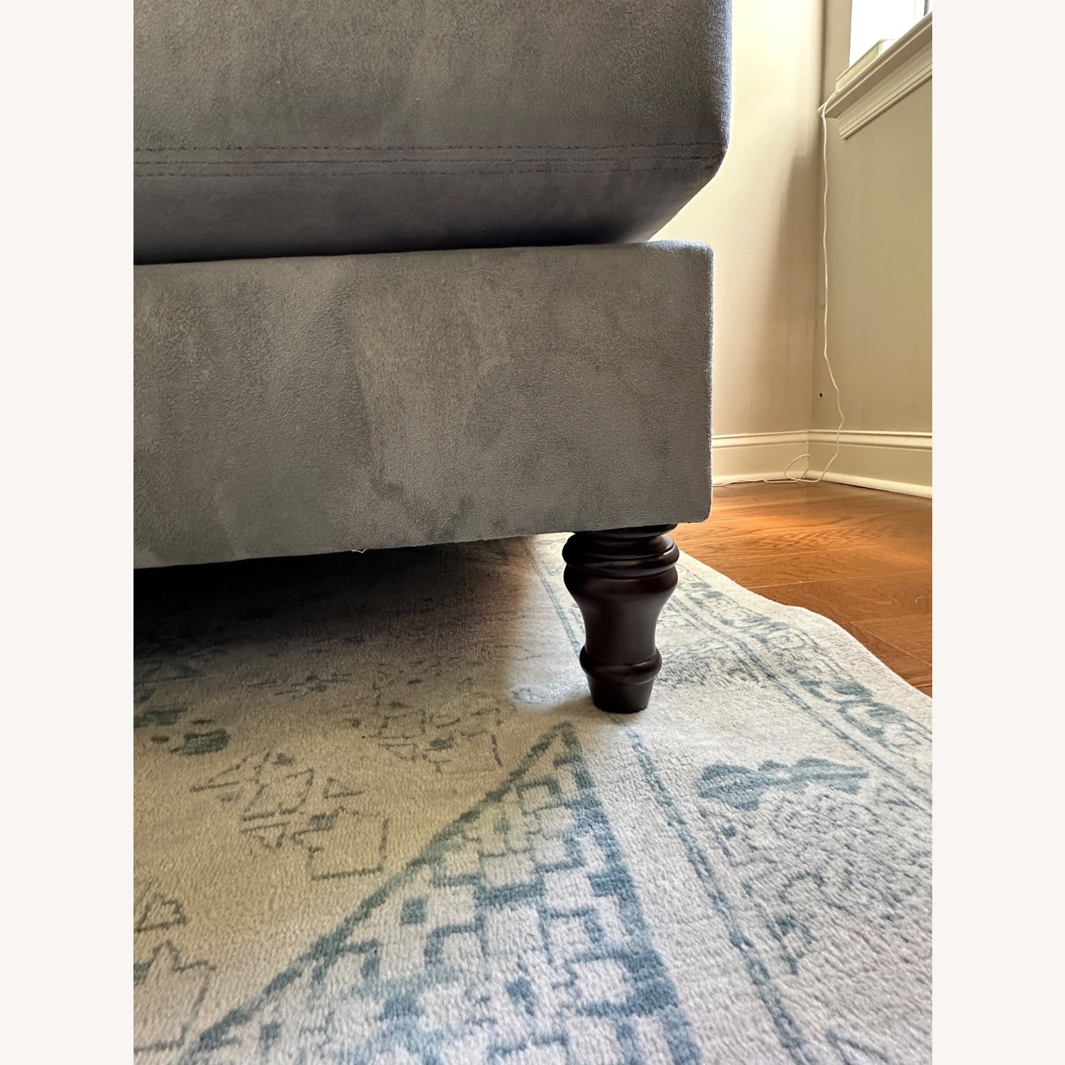 Pottery Barn Gray Microsuede 80” Sofa - image-6