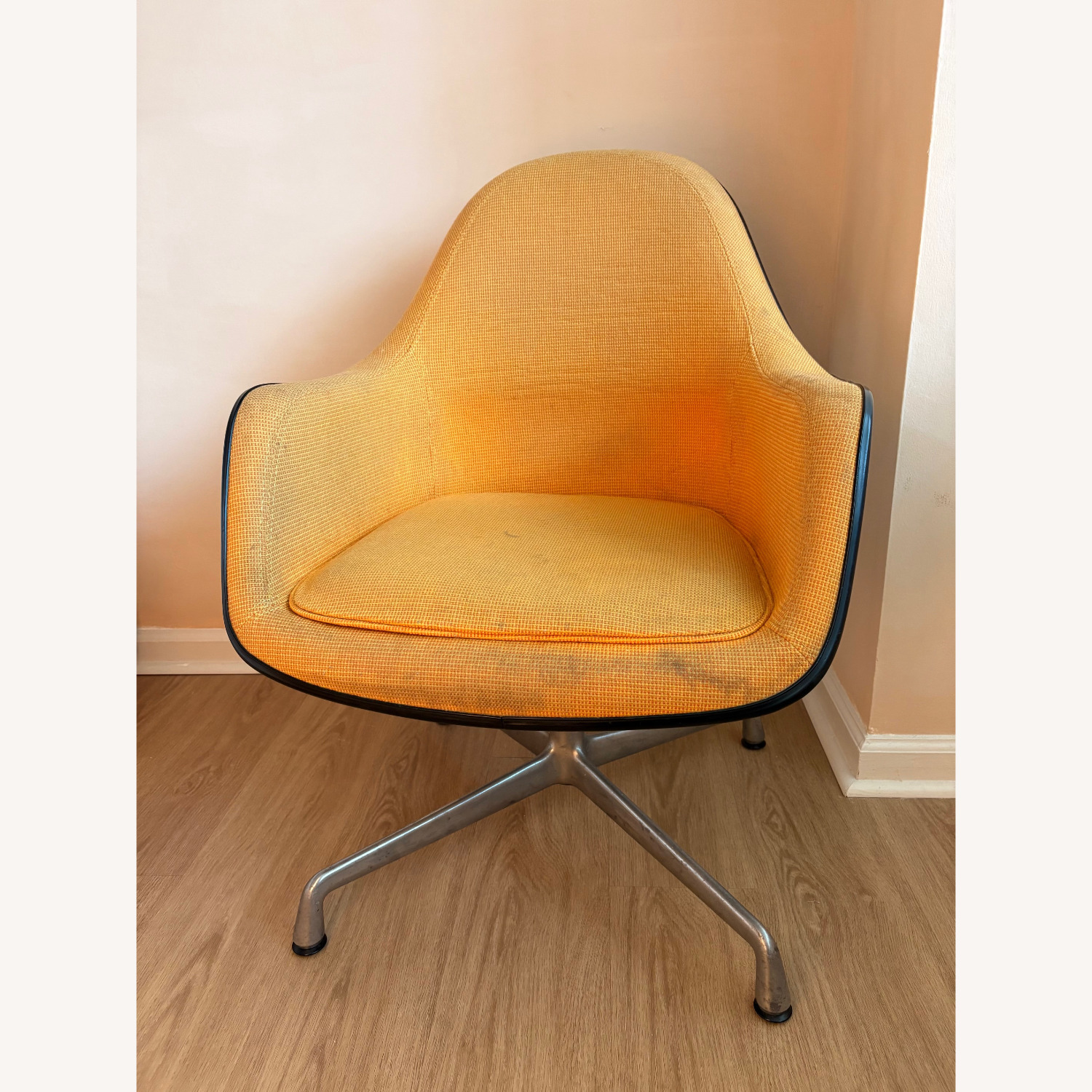 Eames Office Pair Vintage Eames Cushion Tiltable Shell Armchair - image-1