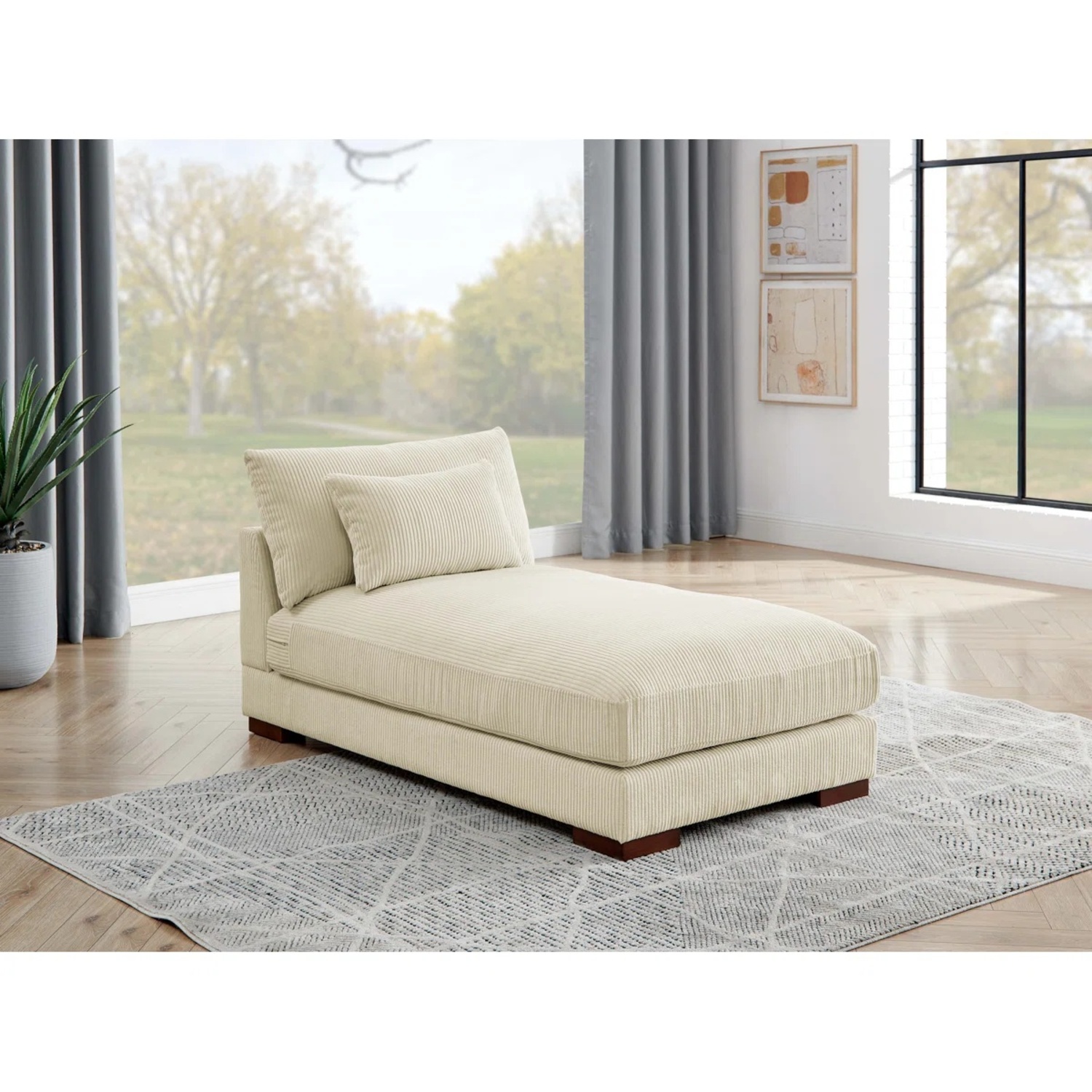 Wade Logan White Chaise Lounge - image-9
