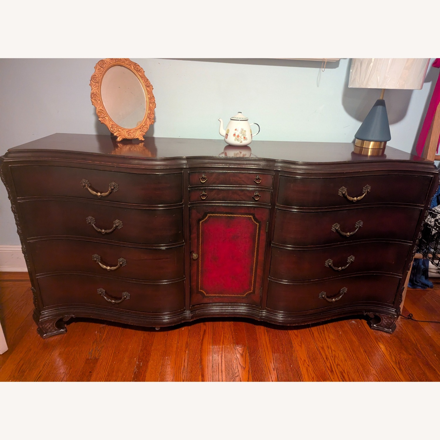 Antique Serpentine Mahogany Dresser/Sideboard - image-1